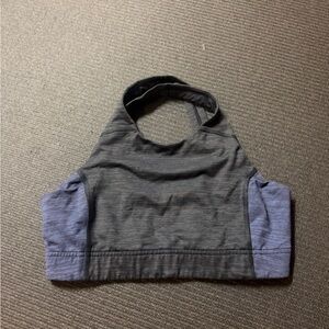 Outdoor Voices Black & Heather Blue High-Neck Sports Bra